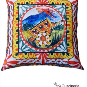 Cuscino con Caretti Siciliani (Stampa Lavabile) 50x50 cm