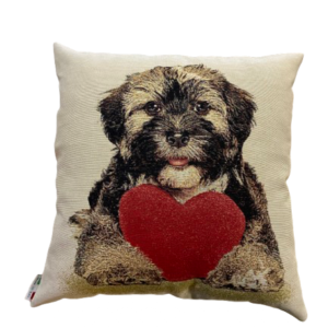 Cuscino  in Gobbelin  Cane con cuore  50x50 cm